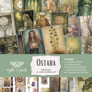 Ostara Junk Journal Kit - 29 Pages, Printable Easter Ephemera, Easter, ATC, Envelopes, Pockets, Double-Page Spreads, Spring celebration