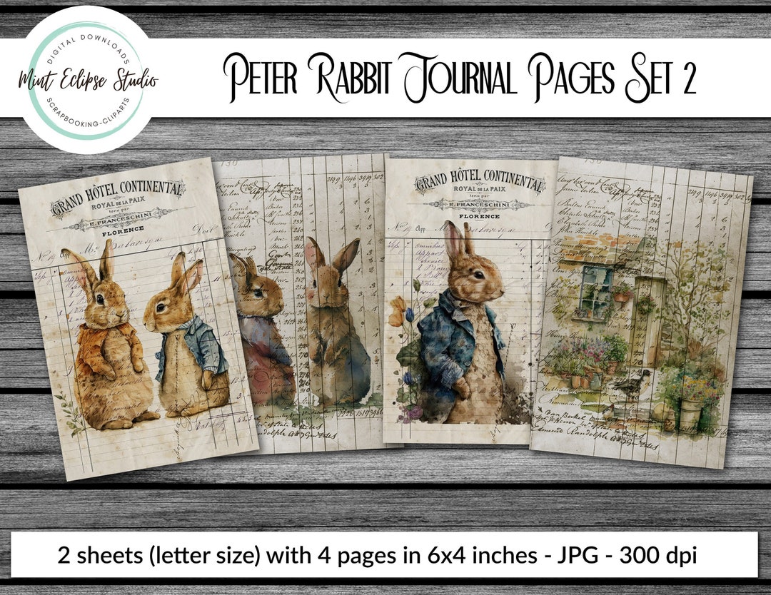 Peter Rabbit Style Junk Journal Printable Pages, 6x4 Digital Paper ...