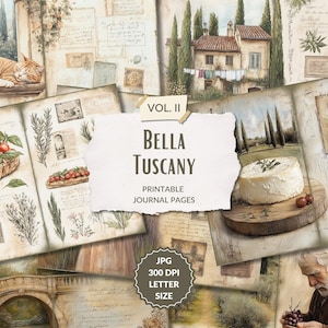 Toscane VOL II - Pages de journal, paysage italien, campagne, Bella Italia, Italie vintage imprimable, album italien, éphémères de voyage
