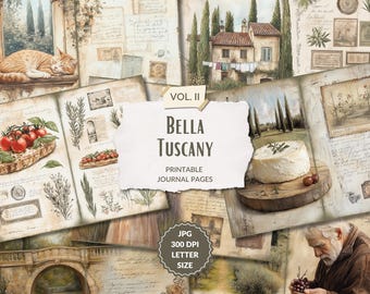 Bella Tuscany Vol. II Journal Pages - Italian Countryside Printable Papers & Vintage Travel Journal Spreads