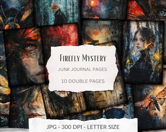 Firefly Forest Mystery - printable journal pages, dark academia, gothic, dark fantasy, dark fairycore, faecore, Scrapbook, instant download