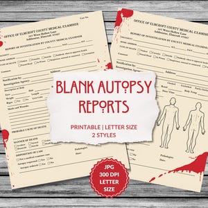 Informe de autopsia imprimible, plantilla de informe de autopsia, juego de misterio de asesinato, prueba policial, documento criminal DIY, incluye PDF, descarga instantánea
