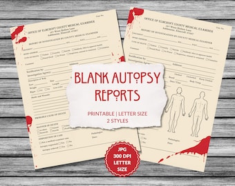 Informe de autopsia imprimible, plantilla de informe de autopsia, juego de misterio de asesinato, prueba policial, documento criminal DIY, incluye PDF, descarga instantánea