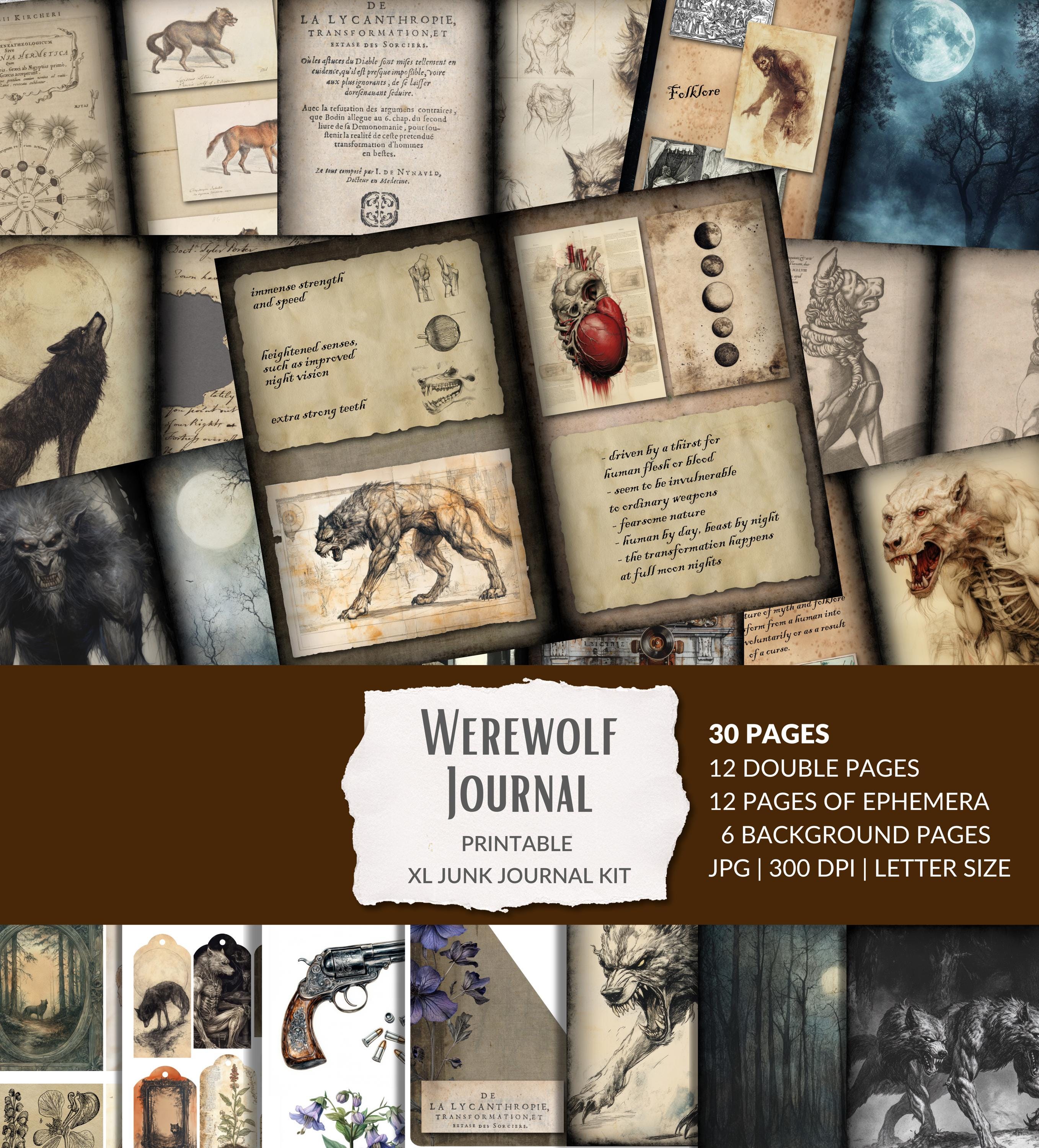 Lost Kin Beast Journal Werewolf Archive | Junk Journal Kit, Medieval Beast Printable, Folklore ...