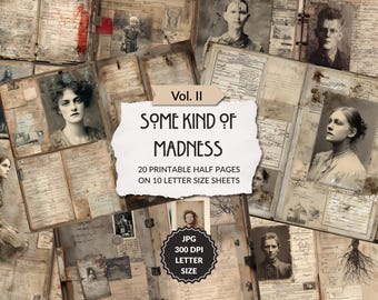 Some kind of Madness | Volume 2, Asylum Files Journal Pages, Horror printable, Creepy, abandoned Lost Place, digital journal, Scrapbook Page