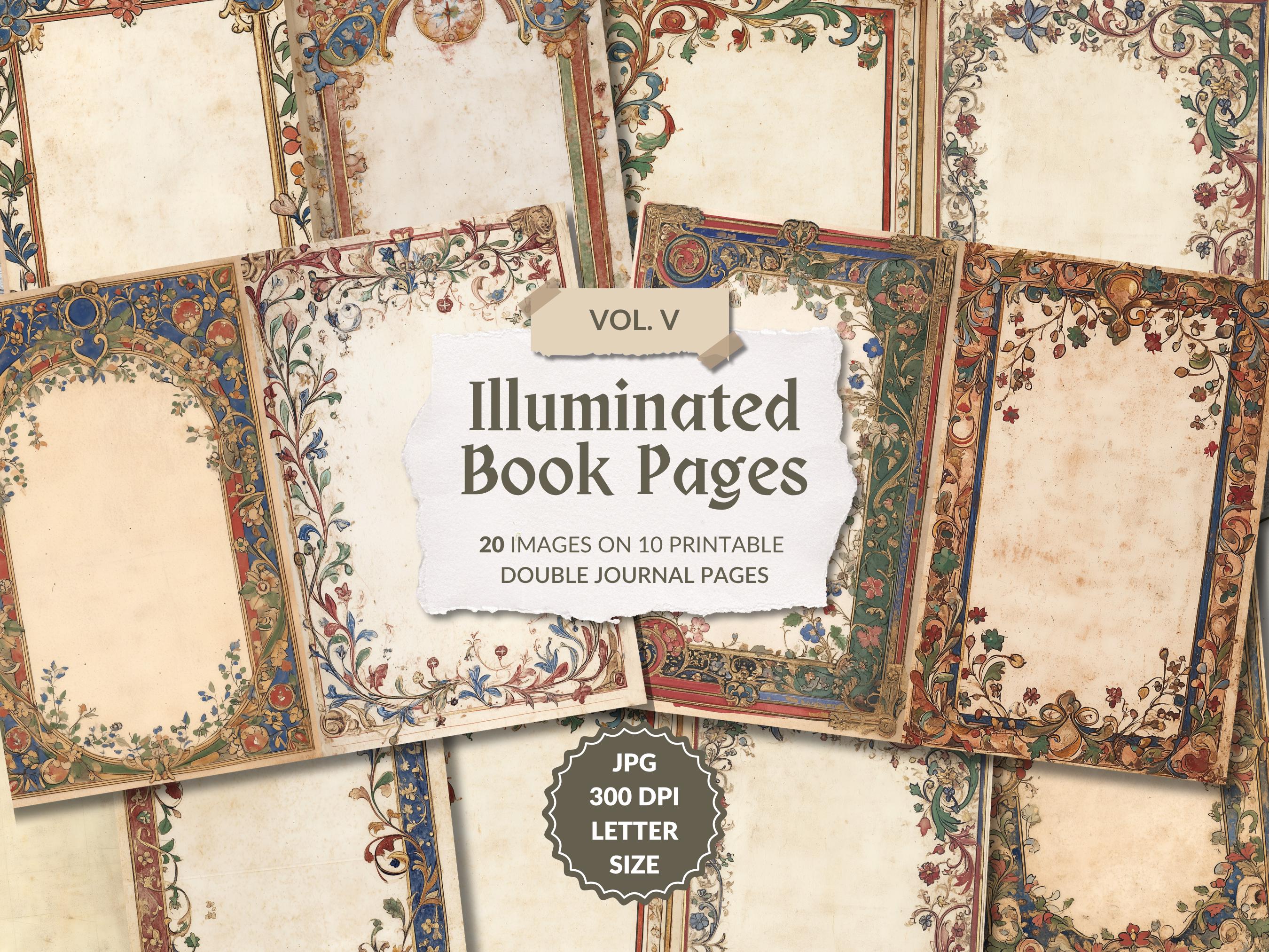 Medieval Style Illuminated Manuscript Vol. V, Gothic Junk Journal Pages ...