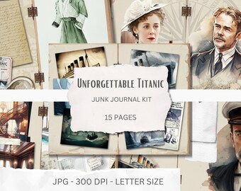 Titanic Journal Kit - Titanic inspired ephemera printable, ocean pages, historic destaster ephemera, steamboat collage, instant download