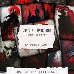 Lord of Darkness – Dracula, vampire printable, gothic journal pages, Halloween, horror junk journal, Nosferatu printable, instant download