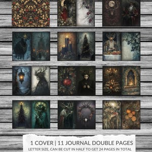 haunted christmas printable, gothic christmas sublimation, digital dark christmas background, digital christmas printable, dark christmas ritual, pagan christmas ephemera, creepy christmas collage