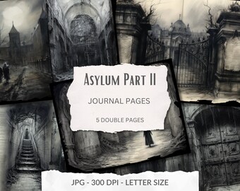 Victorian Mental Asylum, Junk Journal Pages Vol II, Gothic, Lost Place, Haunted House, Printable Paper, Collage Sheet Scrapbooking Pages