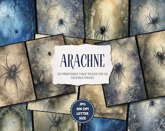 Spiders Web Journal Pages, Horror, Halloween printable, Creepy, abandoned Lost Place, digital journal, Scrapbook Page