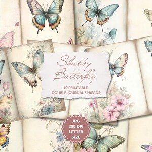 Watercolor Butterfly Junk Journal Kit, shabby pastel butterfly printable, junk journal, spring ephemera, fantasy butterfly instant download