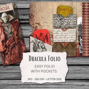 Kit Folio Dracula, Halloween, Gotico, Vampiro, Castello, Vlad, Carta digitale, JPG, pagine stampabili, effimeri, tasche, tag, Nosferatu
