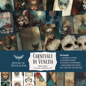 The Venice Vault - Carnevale, kit per diario spazzatura, archivio stampabile di carnevale infestato, mascherata gotica, circo di mezzanotte, download immediato