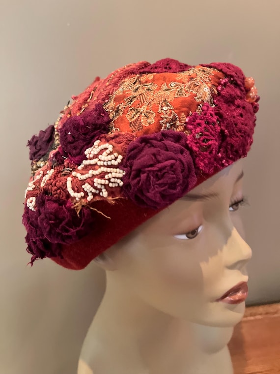 Bohobydarija Bohemian Embellished Beret Hat, Boho Hippie  display picture 3