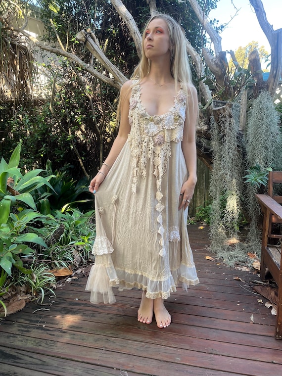 Bohemian Natural Romantic Tattered Reworked Summer Merino Wool Blend Dress, Fairy, Woodland, Bohobydarija Small to Large - Etsy Bohemian Natural Romantic Tattered Reworked Summer Merino Wool Blend Dress, Fairy, Woodland, Bohobydarija Small to Large - Etsy
