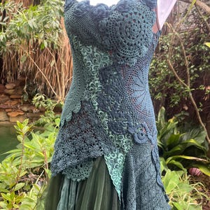 BohobyDarija Bohemian woodland Green fusion wedding dress, fairy, upcycled dress, woodland, vintage Size XS to Medium