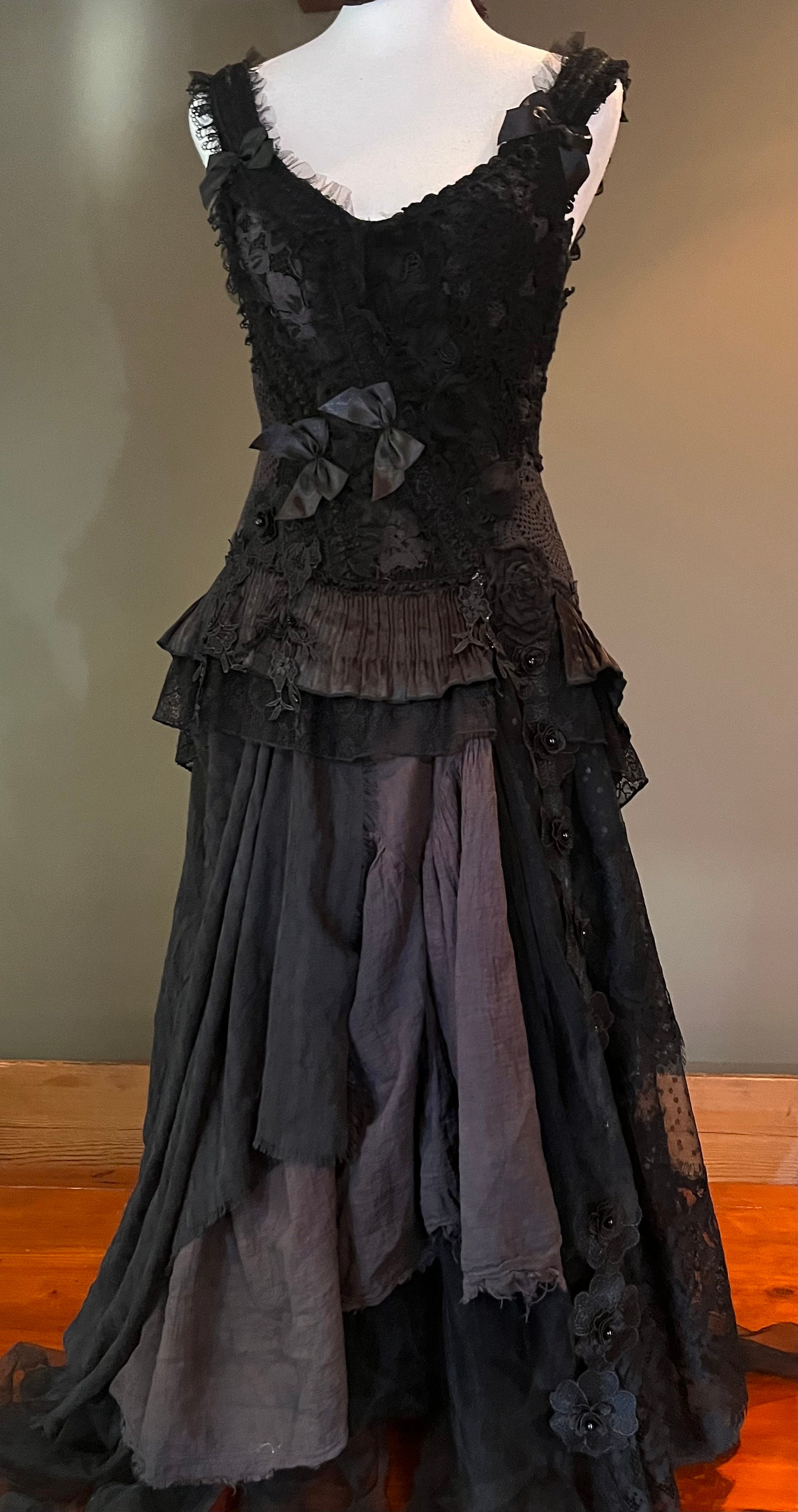 Bohemian Black and Charcoal Fusion Ethereal Dress Witch - Etsy Australia