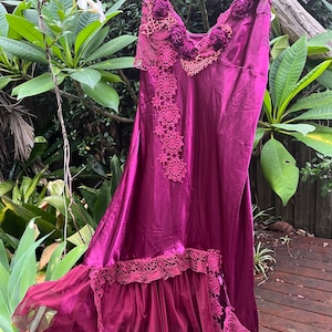 Bohemian plum multi tattered upcycled summer hand dyed slip dress, fairy, woodland, BohobyDarija Medium to Large