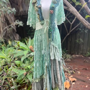 BohobyDarija Bohemian shabby chic artsy woodland duster coat lace cover embellished XS to M/L