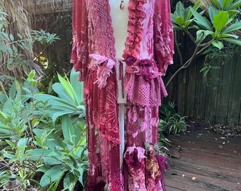 Ornate Sunflower Intarsia Duster Coat