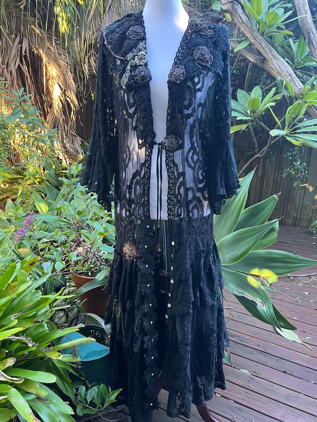 Bohemian Shabby Chic Artsy Gothic Duster Coat Lace Cover Embellished ...