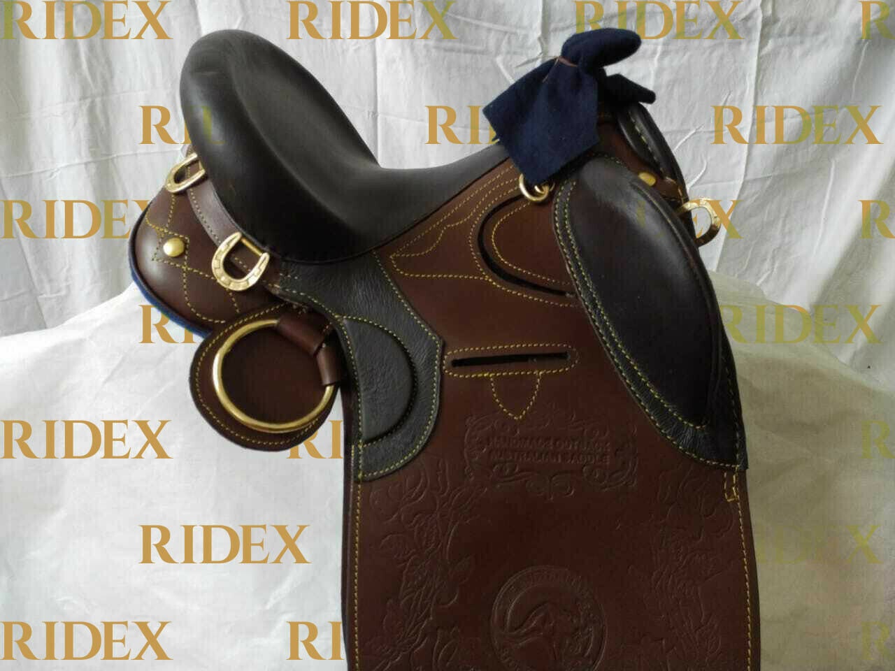17'' full black leather Australian stock leather saddle with full  accessories