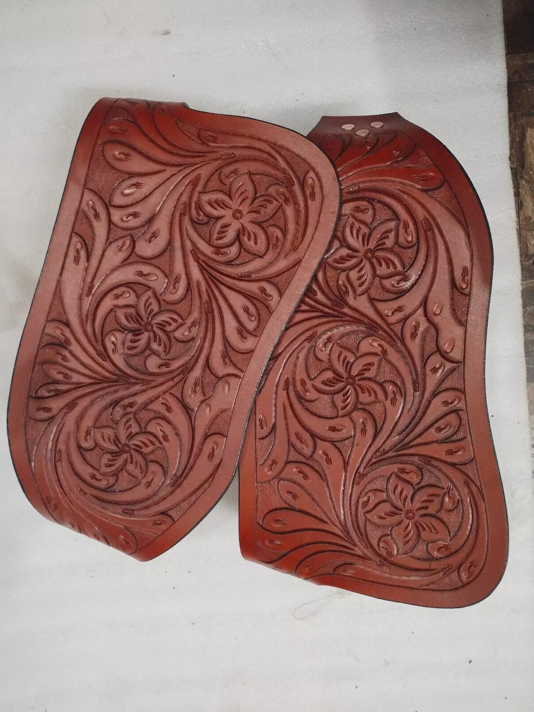 Ailes De Selle Western Ridex - Cuir Marron - Paires De Rechange Neuves