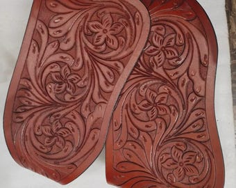 Leather Western Pair of Fender For Horse Saddle Hand Tooled Replacement Fenders.