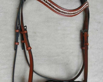 Handcrafted Tan London Swedish Leather Horse Tack Bridle with Web reins All Sizes For Horse.