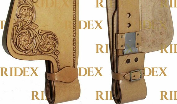 Garde-boue pleine grandeur en cuir western sculpté pour cheval. - France