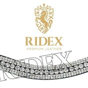 Ridex Designer Silver Crystal Horse Leather Five Row Brow-Band Fast