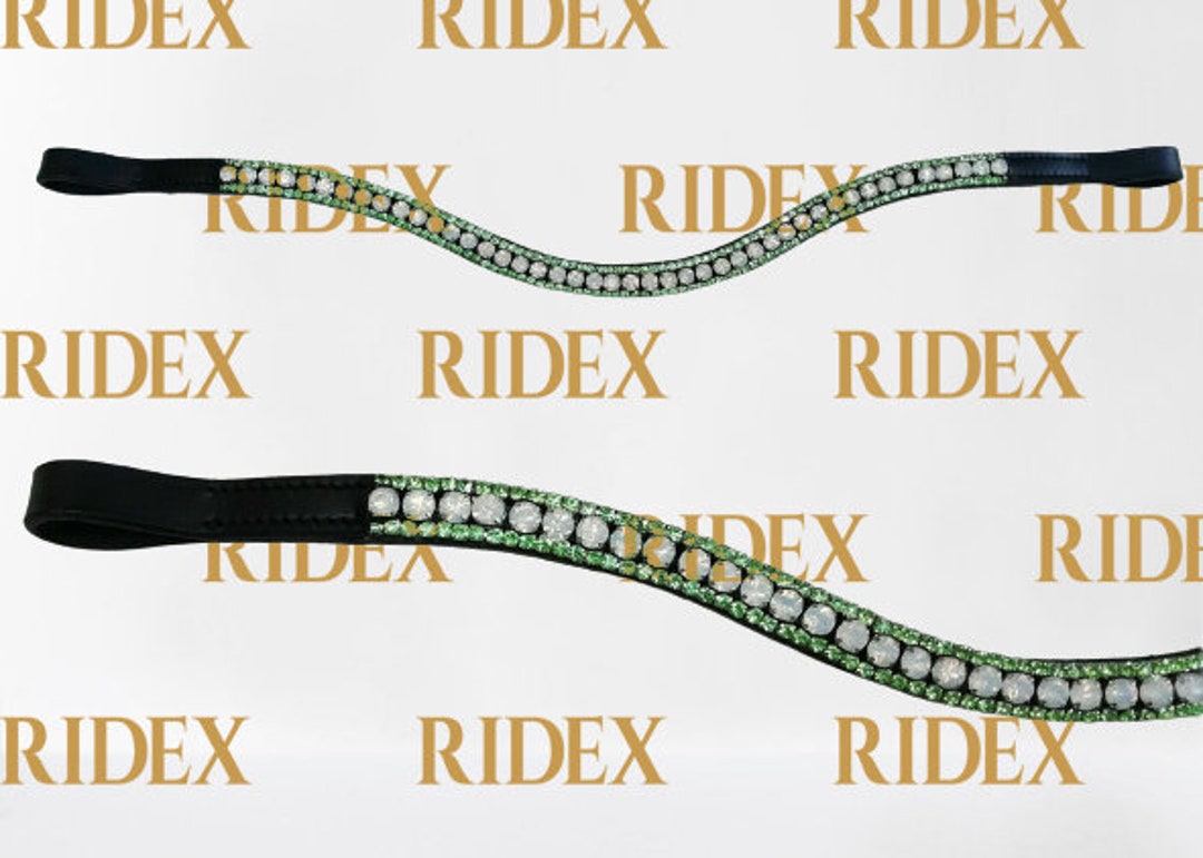 Têtière En Cuir Cristal Noir – Pour Bride De Cheval (Ridex, Plusieurs Tailles)