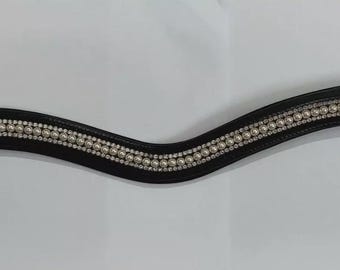 Crystal Leather Horse Bridle: Black, Tan, Brown - All Sizes For Horse.