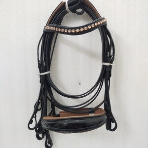 Double/Weymouth Leather Horse Bridle With Two Reins - Cob Size, Padded, Stainless Steel Hardware