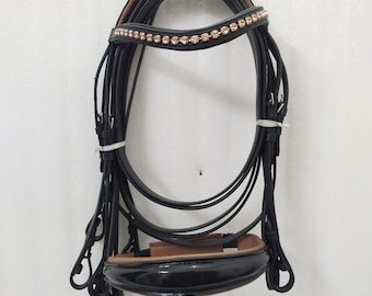 Bride Double Rênes Weymouth En Cuir Avec Rembourrage Vert - Ridex - Toutes Tailles Cheval