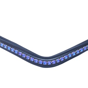 Bride De Cheval En Cuir Avec Bandeau Cristal Bleu - Toutes Tailles Et Couleurs Sur Commande
