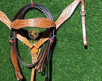 Ensemble Brides Et Colliers Mammaire Western – Cuir Marron, Style Vintage – Neuf