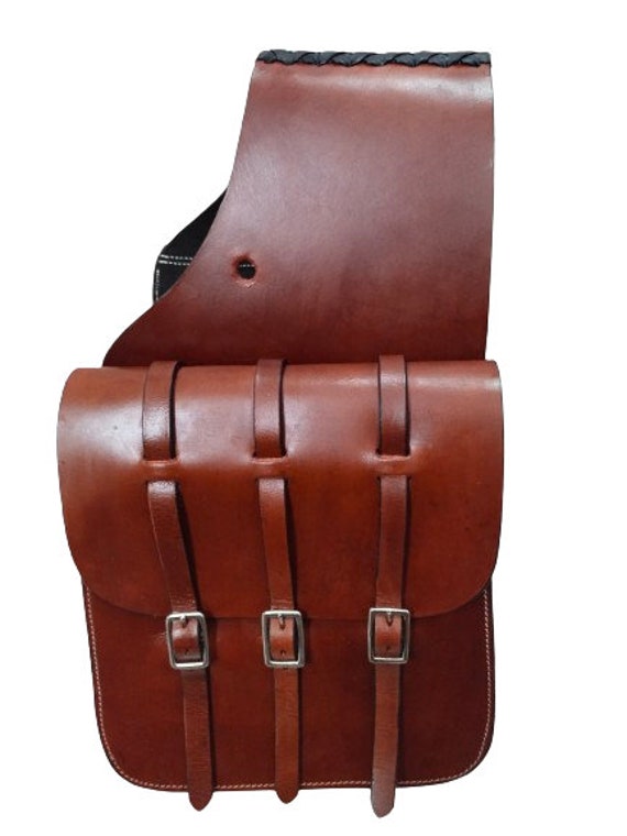 Sacoche de selle western en cuir marron pour chevaux
