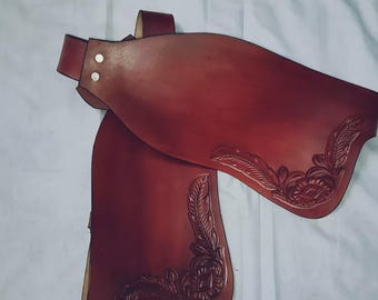 Hand-Tooled Western Horse Saddle Fender Pair Crafted in Leather for Durability For Horse.
