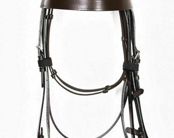 Handcrafted Durable Leather Hunter Bridle With 2" Noseband For Horse.
