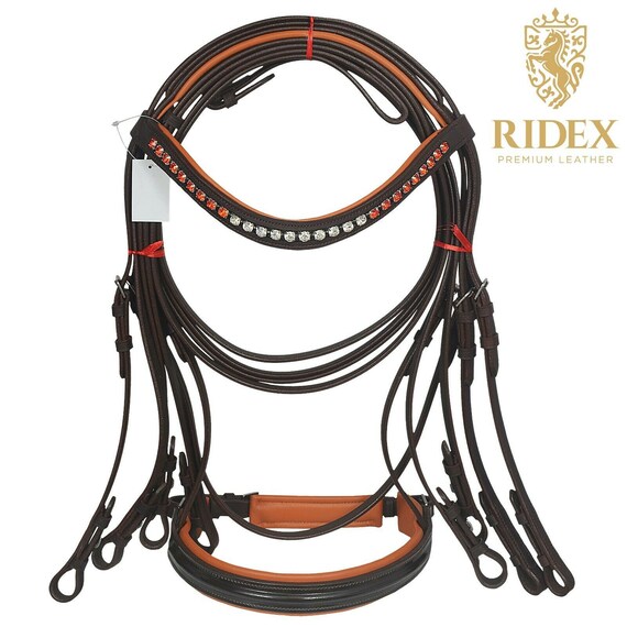 Accessoire Monte Classique Rembourrage Weymouth Double Rênes En Cuir Marron Ridex - Anatomique Pour Chevaux Toutes Tailles Bride Anatomie Cuir Marron équitation