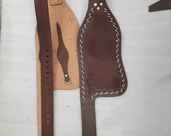 Western Leather Horse Saddle Fender Pair Tooled Replacement Fenders.