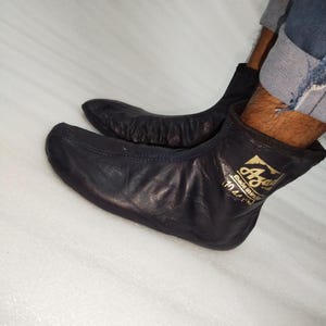 Leather Kuffain Socks: Navy Blue Islam Mest, Winter Feet Warmer