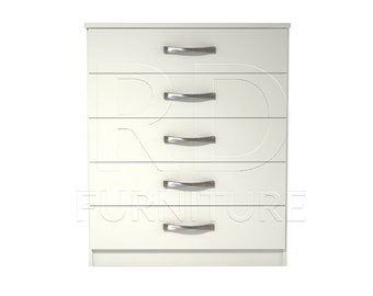 White Chest Of Drawers Ready Assembled Classic 5 Drawer