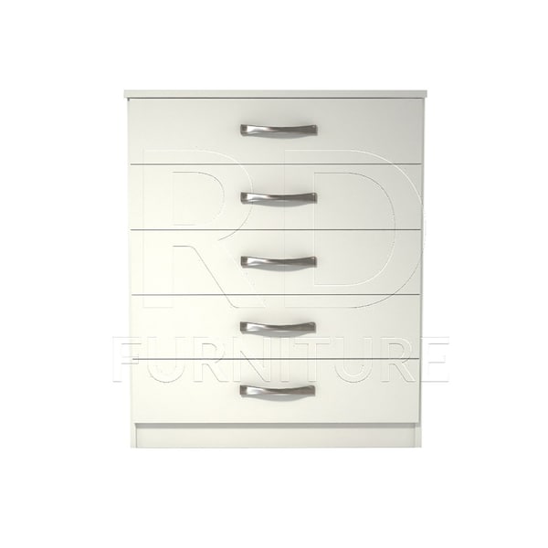 White Chest Of Drawers Ready Assembled Classic 5 Drawer