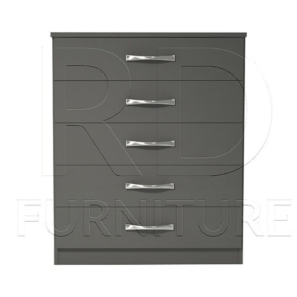 Grey Chest Of Drawers Ready Assembled Classic 5 Drawer