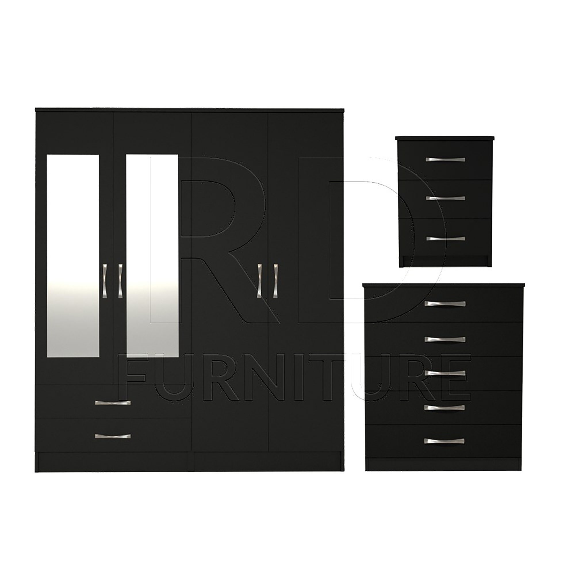 Bedroom set Black Bedroom Set Black Wardrobe Mirrored Wardrobe Black Chest Of Drawers And Black Bedside Table. Ready Assembled Etsy
