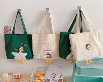 Girl Canvas Wine Duck Tote Bag Strong Large Girl Canvas Wine Duck Tote Bag Strong Large