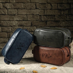 Benutzerdefinierte Kulturtasche, Herren-Waschtasche,wasserdichtes Leder Rasierzeug/Doppelpackung, Geschenk für ihn,Geschenk zum Valentinstag